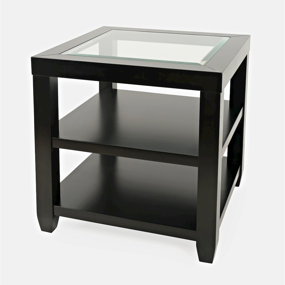 Urban Icon Contemporary Glass Inlay End Table with Storage