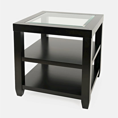 Urban Icon Contemporary Glass Inlay End Table with Storage