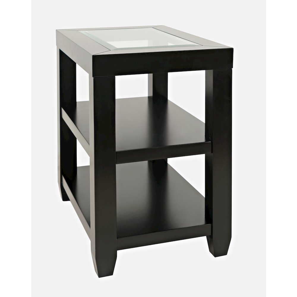 Urban Icon Contemporary Glass Inlay Chair Side End Table with Storage