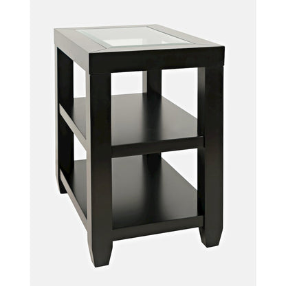 Urban Icon Contemporary Glass Inlay Chair Side End Table with Storage