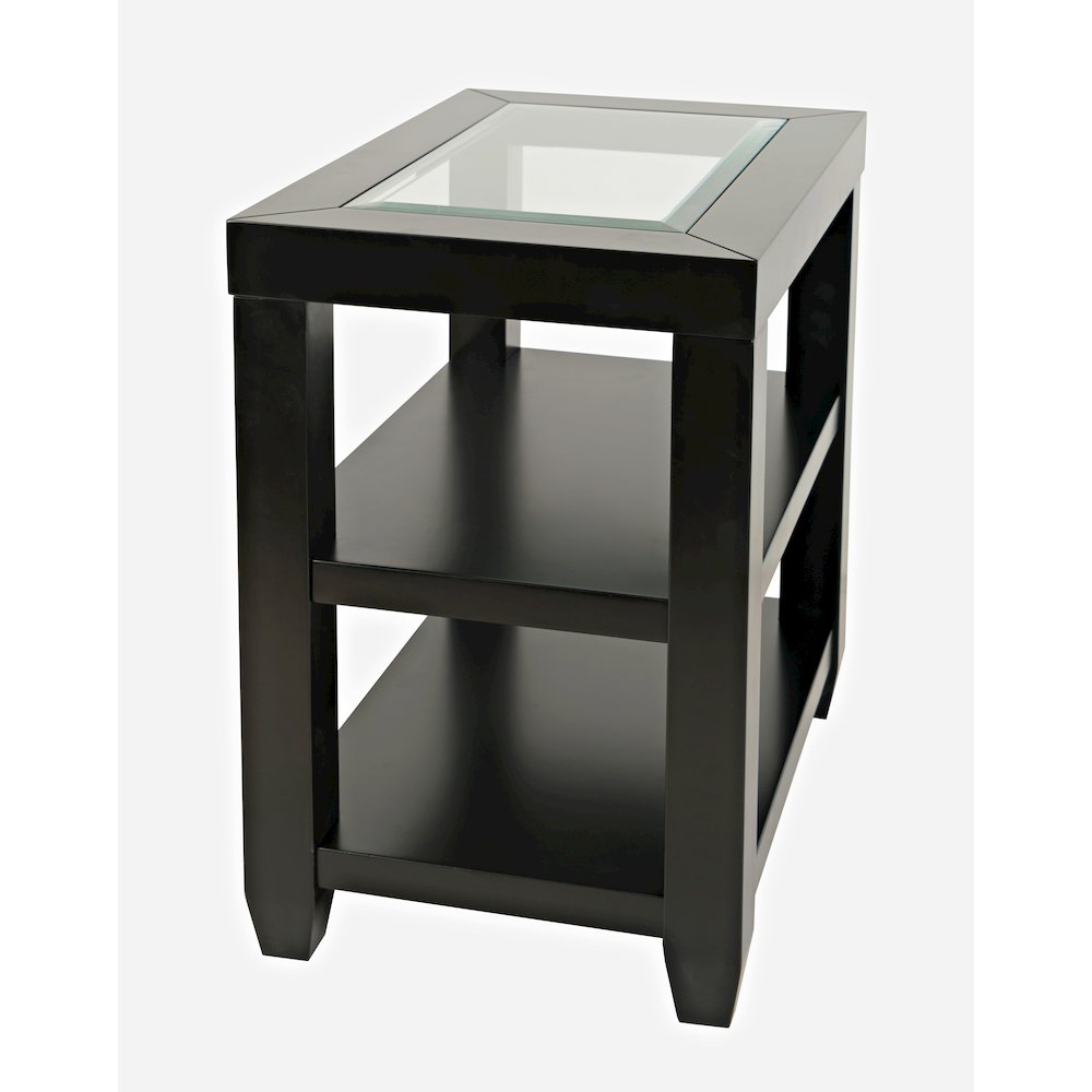 Urban Icon Contemporary Glass Inlay Chair Side End Table with Storage