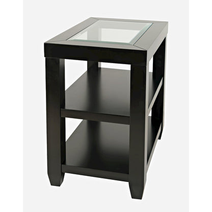 Urban Icon Contemporary Glass Inlay Chair Side End Table with Storage