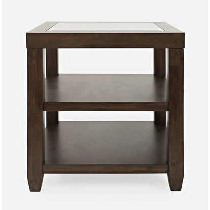 Urban Icon Contemporary Glass Inlay End Table with Storage