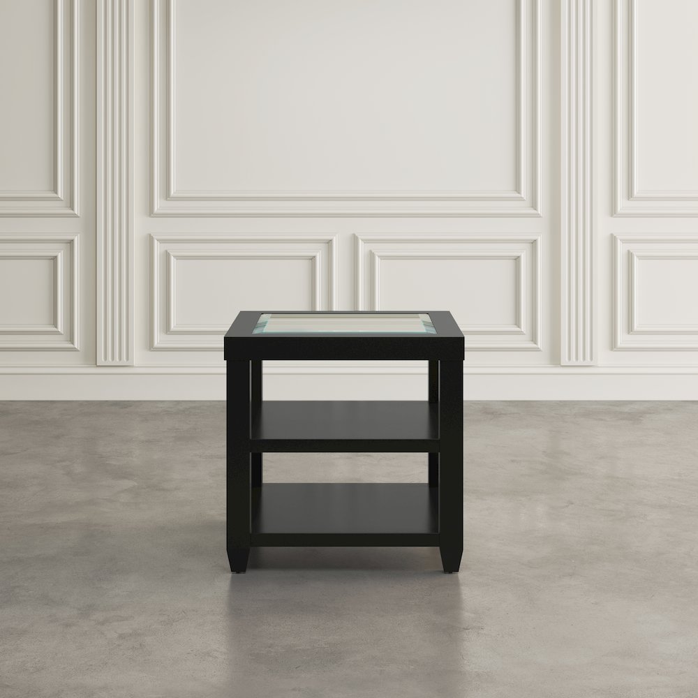 Urban Icon Contemporary Glass Inlay End Table with Storage