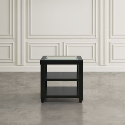 Urban Icon Contemporary Glass Inlay End Table with Storage