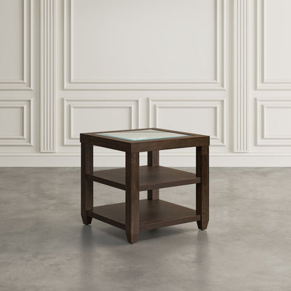 Urban Icon Contemporary Glass Inlay End Table with Storage