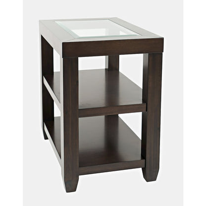 Urban Icon Contemporary Glass Inlay Chair Side End Table with Storage