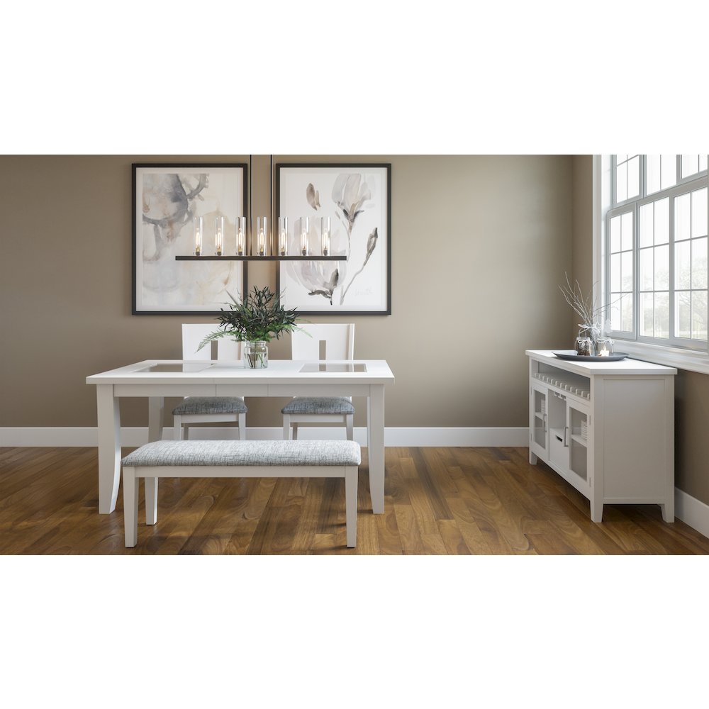 Contemporary 66" Four-Piece Dining Set with Upholstered Chairs and Bench