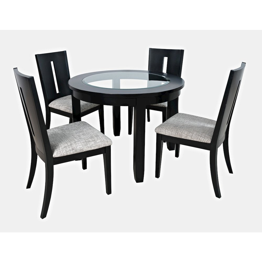 Urban Icon Contemporary 42" Round Five-Piece Dining Set with Upholstered Chairs