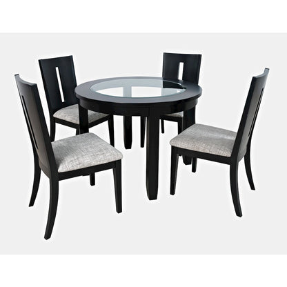 Urban Icon Contemporary 42" Round Five-Piece Dining Set with Upholstered Chairs