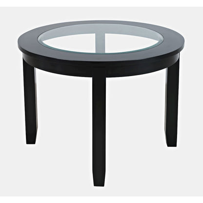 Urban Icon Contemporary 42" Round Glass Inlay Dining Table
