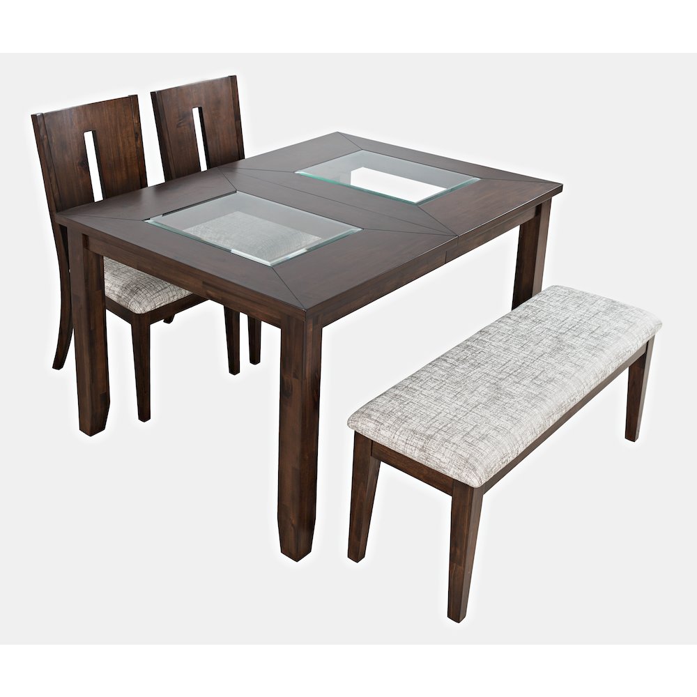 Contemporary 66" Four-Piece Dining Set with Upholstered Chairs and Bench