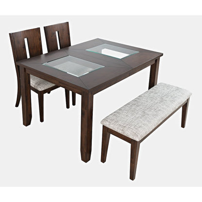 Contemporary 66" Four-Piece Dining Set with Upholstered Chairs and Bench