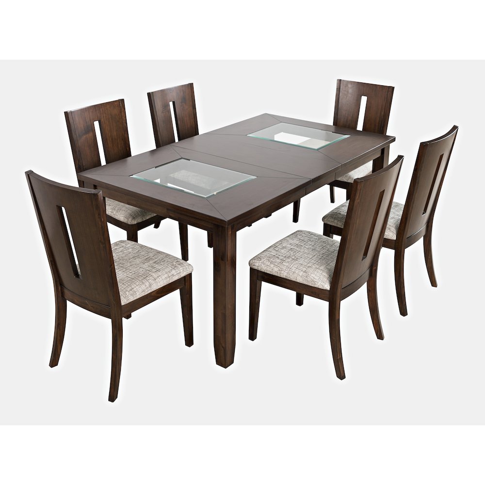 Urban Icon Contemporary 66" Seven-Piece Dining Set with Upholstered Chairs
