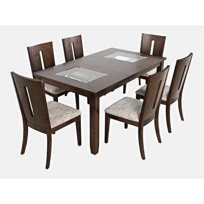 Urban Icon Contemporary 66" Seven-Piece Dining Set with Upholstered Chairs