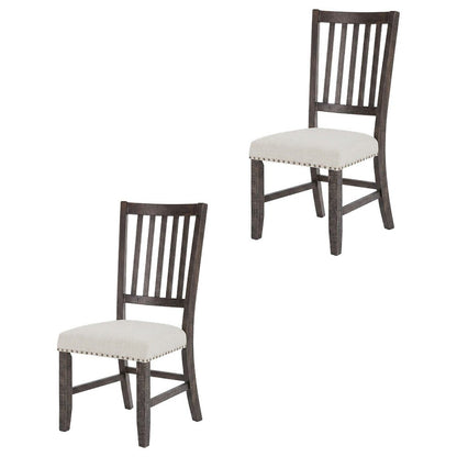 Distressed Solid Wood Slatback Kitchen Dining Chairs, Distressed Dark Brown, Set of 2