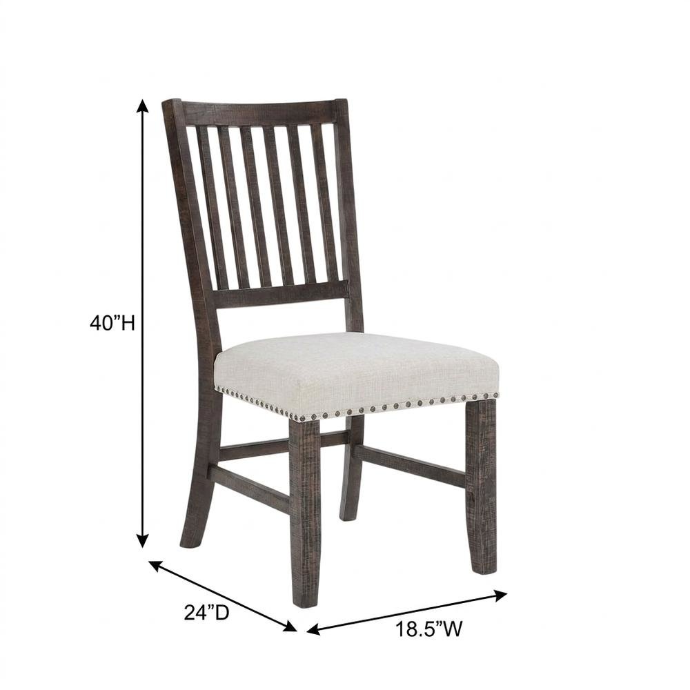 Distressed Solid Wood Slatback Kitchen Dining Chairs, Distressed Dark Brown, Set of 2