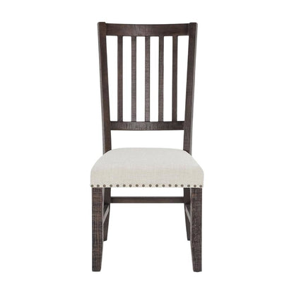 Distressed Solid Wood Slatback Kitchen Dining Chairs, Distressed Dark Brown, Set of 2