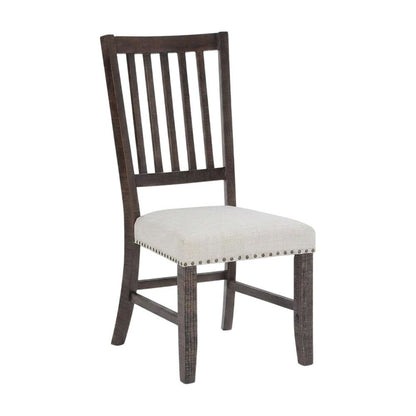 Distressed Solid Wood Slatback Kitchen Dining Chairs, Distressed Dark Brown, Set of 2