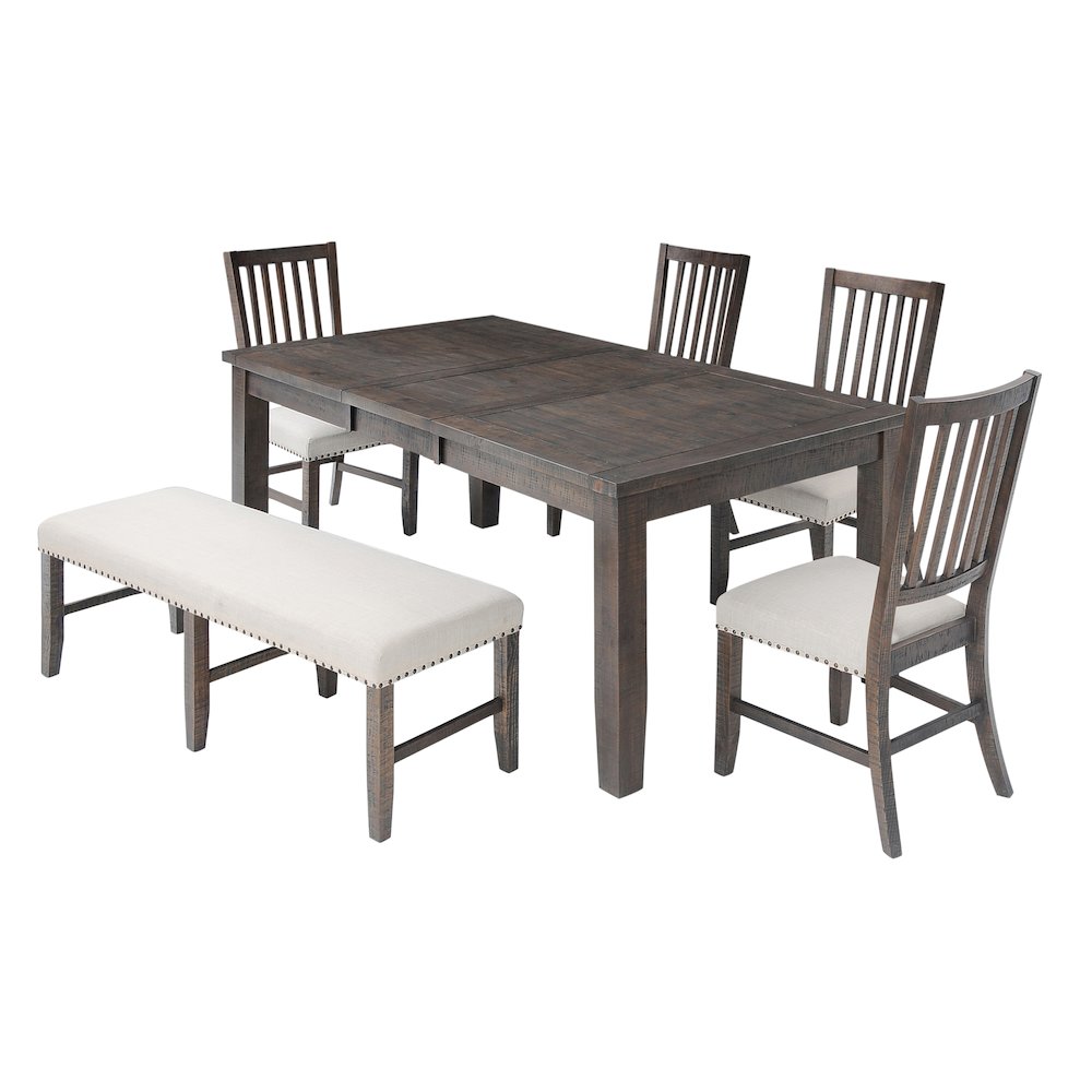 Willow Creek Rustic Distressed 78" Six-Piece Dining Set with Bench