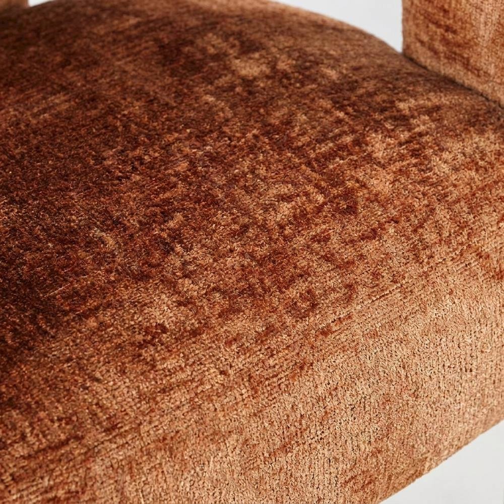 Modern Upholstered Counter Stool, Iron Frame, Rust, Single