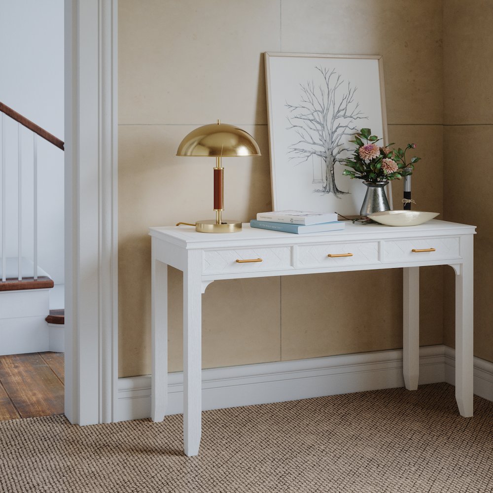 Gramercy Mid-Century Modern Chevron Three Drawer USB Charging Desk
