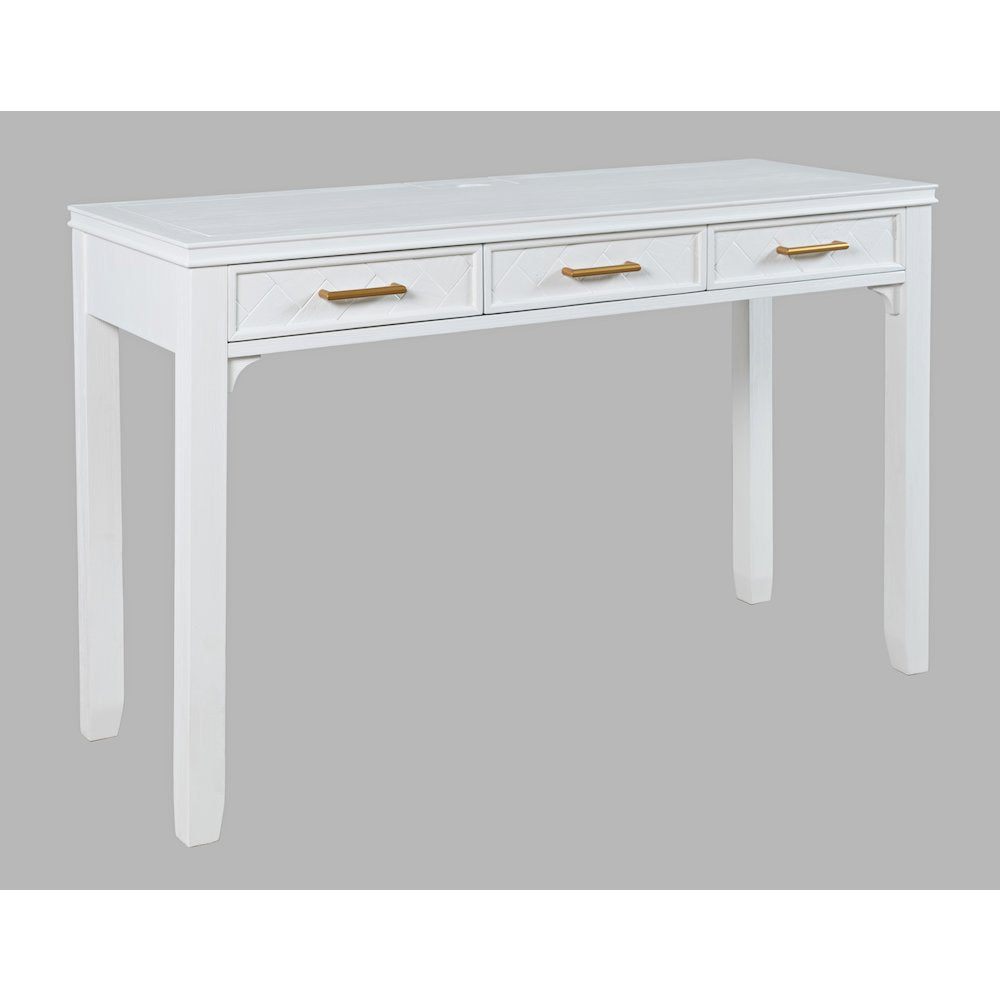 Gramercy Mid-Century Modern Chevron Three Drawer USB Charging Desk