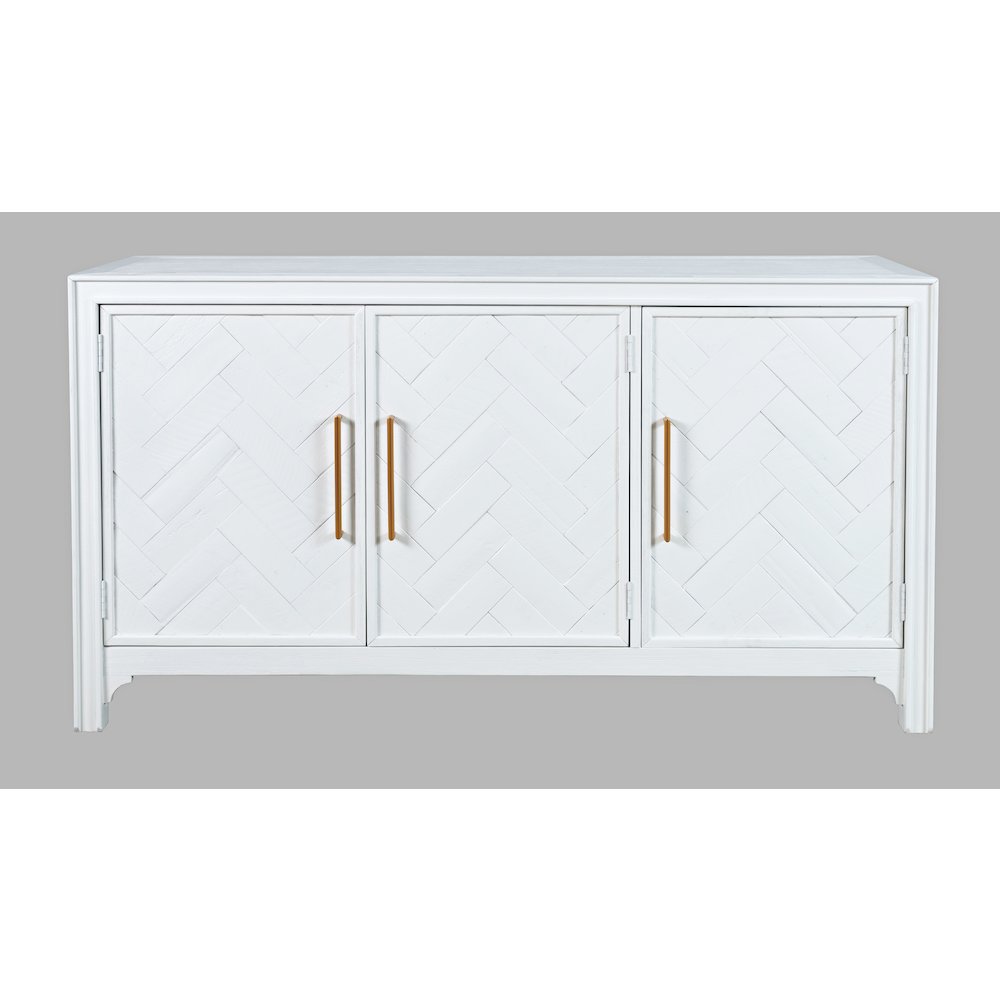 Gramercy Mid-Century Modern Chevron Three Door 60" Accent Cabinet