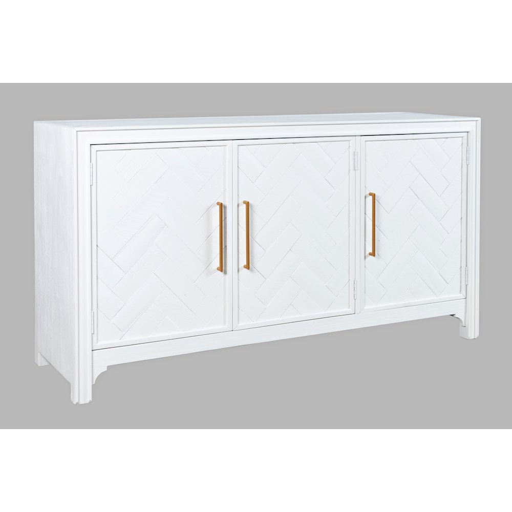 Gramercy Mid-Century Modern Chevron Three Door 60" Accent Cabinet