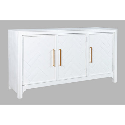 Gramercy Mid-Century Modern Chevron Three Door 60" Accent Cabinet