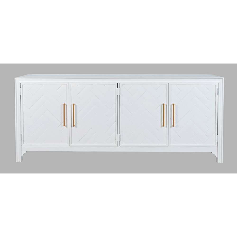 Gramercy Mid-Century Modern Chevron Four Door 79" Accent Cabinet