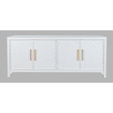 Gramercy Mid-Century Modern Chevron Four Door 79" Accent Cabinet