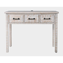North Coast 42" Washed Finish Three Drawer USB Charging Sofa Table