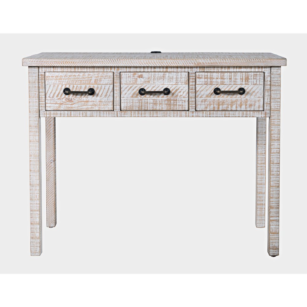 North Coast 42" Washed Finish Three Drawer USB Charging Sofa Table