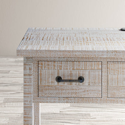 North Coast 42" Washed Finish Three Drawer USB Charging Sofa Table