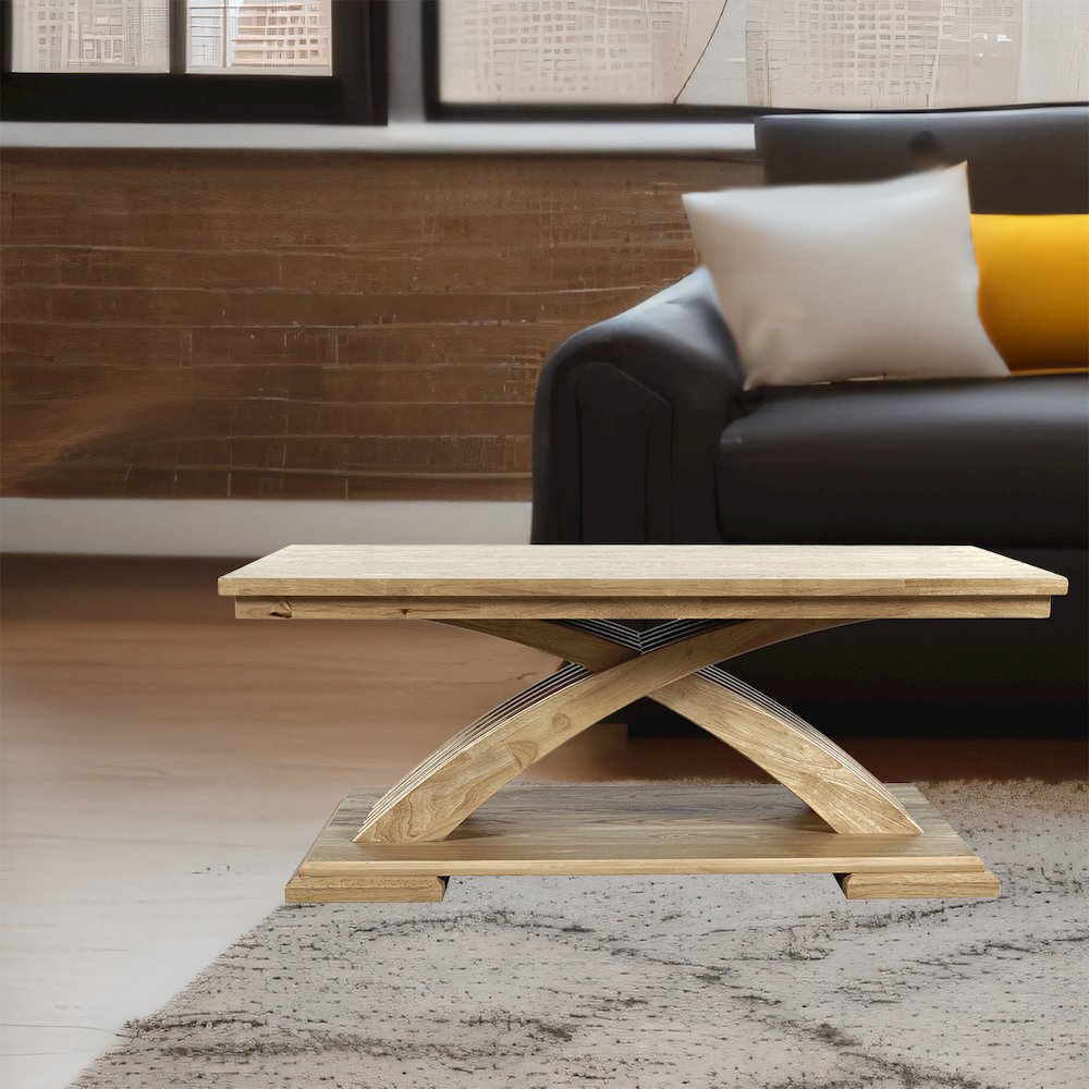 Anthology Contemporary 48" Curved Base Coffee Table with Caster Wheels