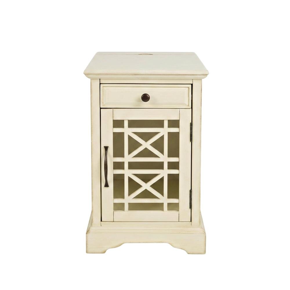 Power Chairside End Table with Outlet, Traditional Accent Table for Living Room
