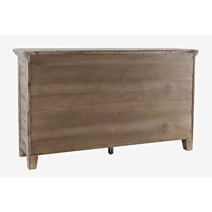 Rustic Shores 54" Coastal Distressed Acacia Four-Door Credenza Cabinet