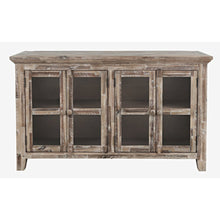 Rustic Shores 54" Coastal Distressed Acacia Four-Door Credenza Cabinet
