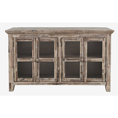 Rustic Shores 54" Coastal Distressed Acacia Four-Door Credenza Cabinet