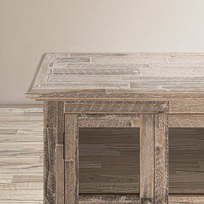 Rustic Shores 54" Coastal Distressed Acacia Four-Door Credenza Cabinet