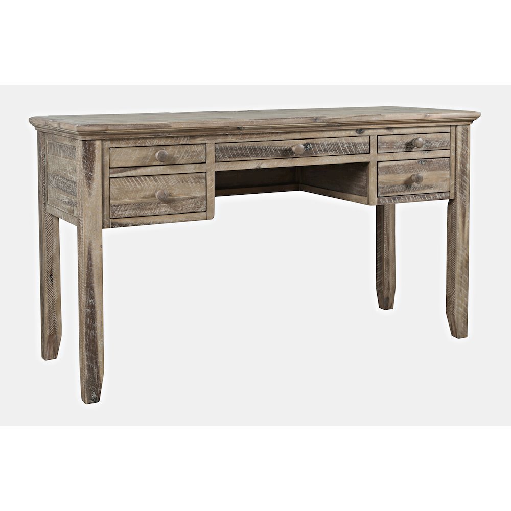 Rustic Shores Coastal Style Distressed Acacia USB Charging Desk