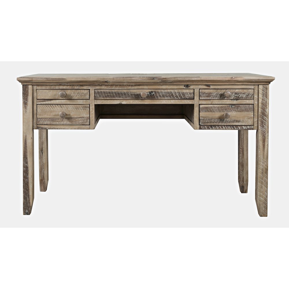 Rustic Shores Coastal Style Distressed Acacia USB Charging Desk