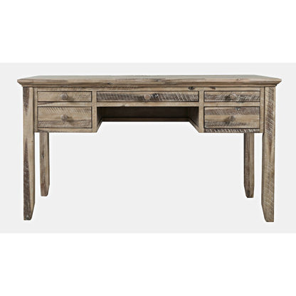 Rustic Shores Coastal Style Distressed Acacia USB Charging Desk