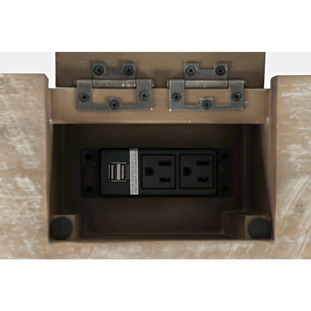 Rustic Shores Coastal Style Distressed Acacia USB Charging Desk