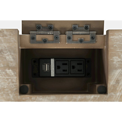 Rustic Shores Coastal Style Distressed Acacia USB Charging Desk