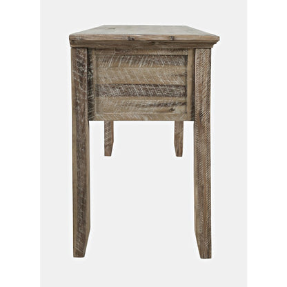 Rustic Shores Coastal Style Distressed Acacia USB Charging Desk