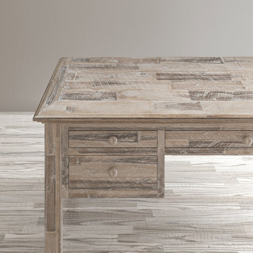 Rustic Shores Coastal Style Distressed Acacia USB Charging Desk