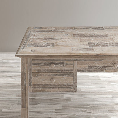 Rustic Shores Coastal Style Distressed Acacia USB Charging Desk