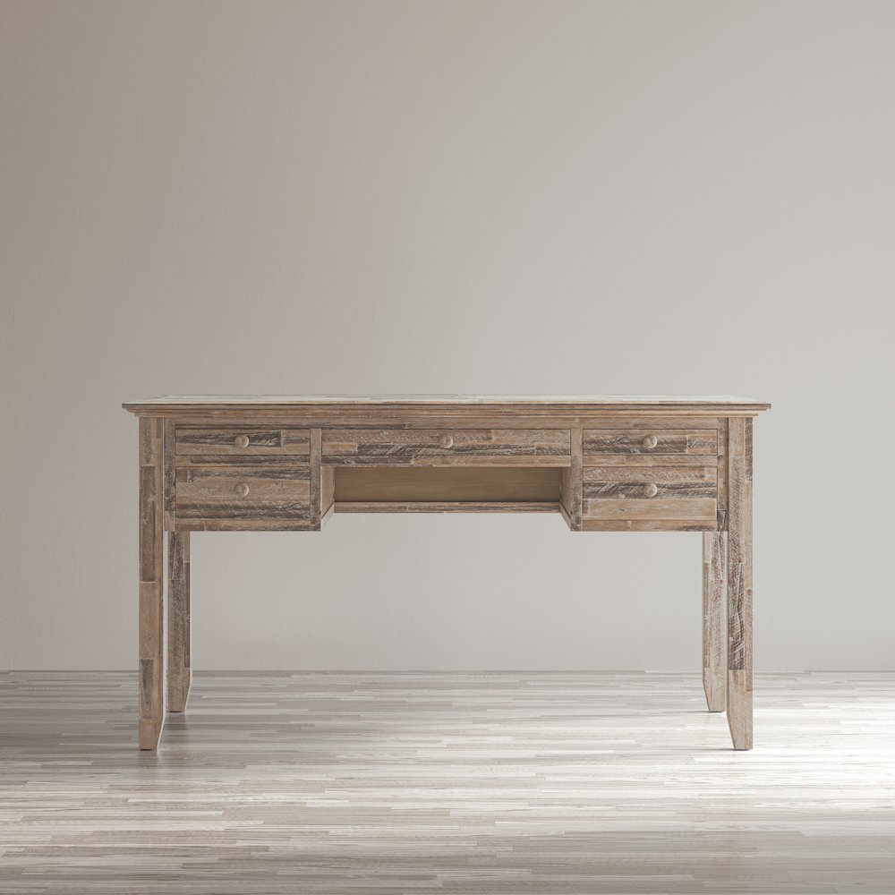 Rustic Shores Coastal Style Distressed Acacia USB Charging Desk